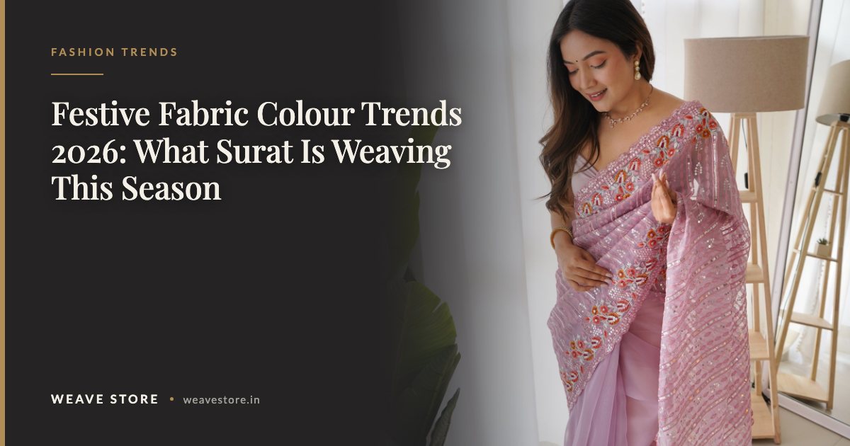 Lavender heavy organza silk saree with sequin and multi-thread embroidery, a colour trend of the season