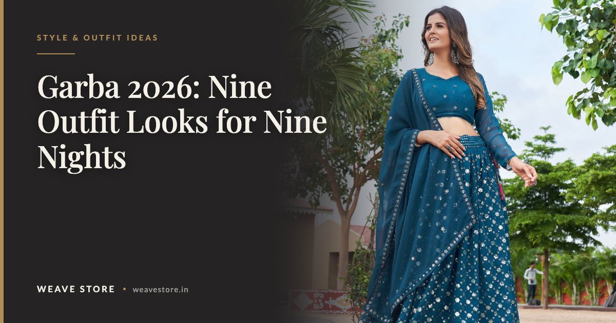 Georgette wedding lehenga choli with twin sequins embroidery, styled as a Garba look