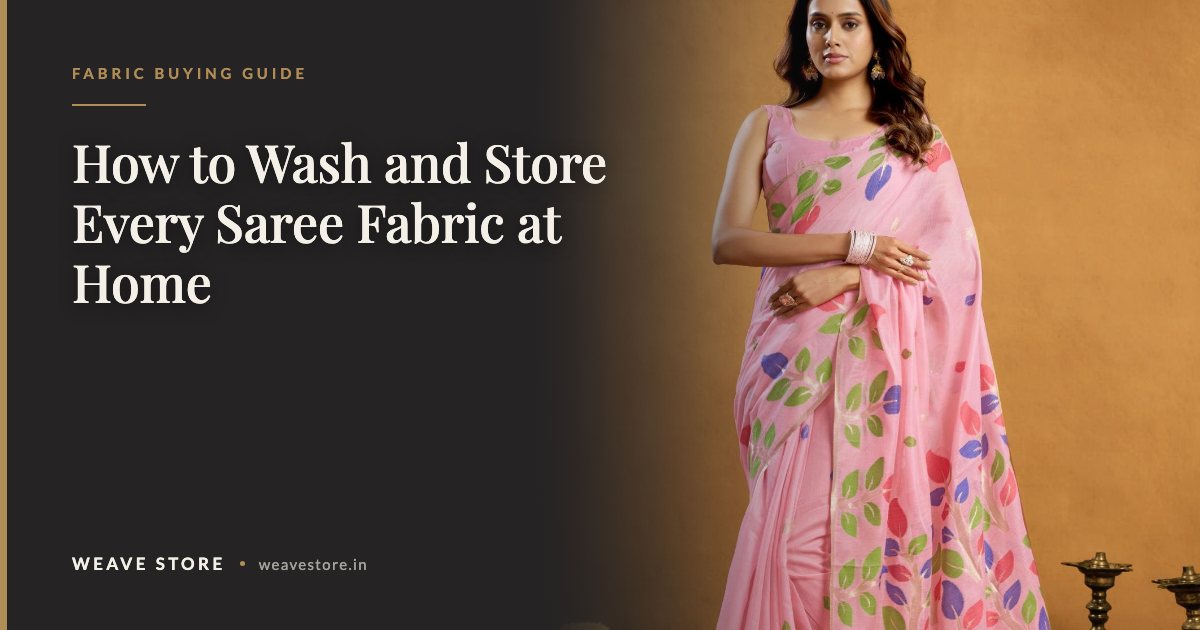 Pure cotton spun saree with floral jamdani weaving, folded for home storage