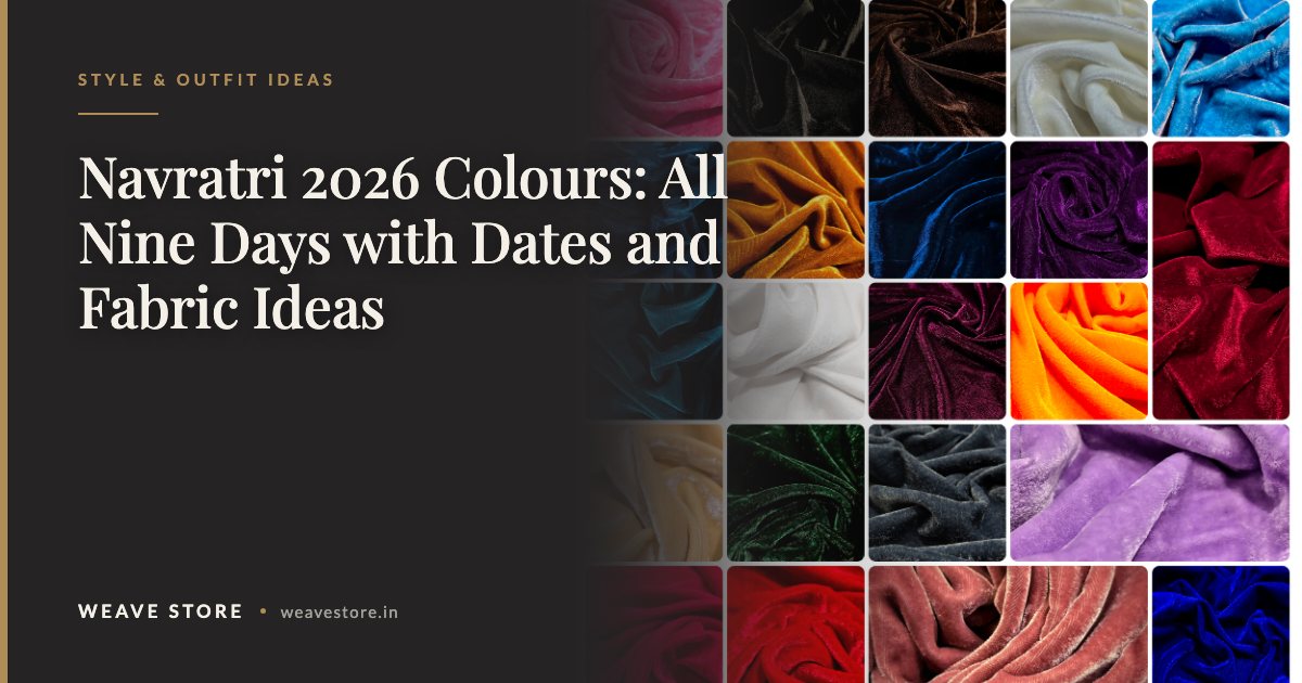 Solid velvet fabric shown across twenty-two colours, covering every Navratri colour of the nine nights