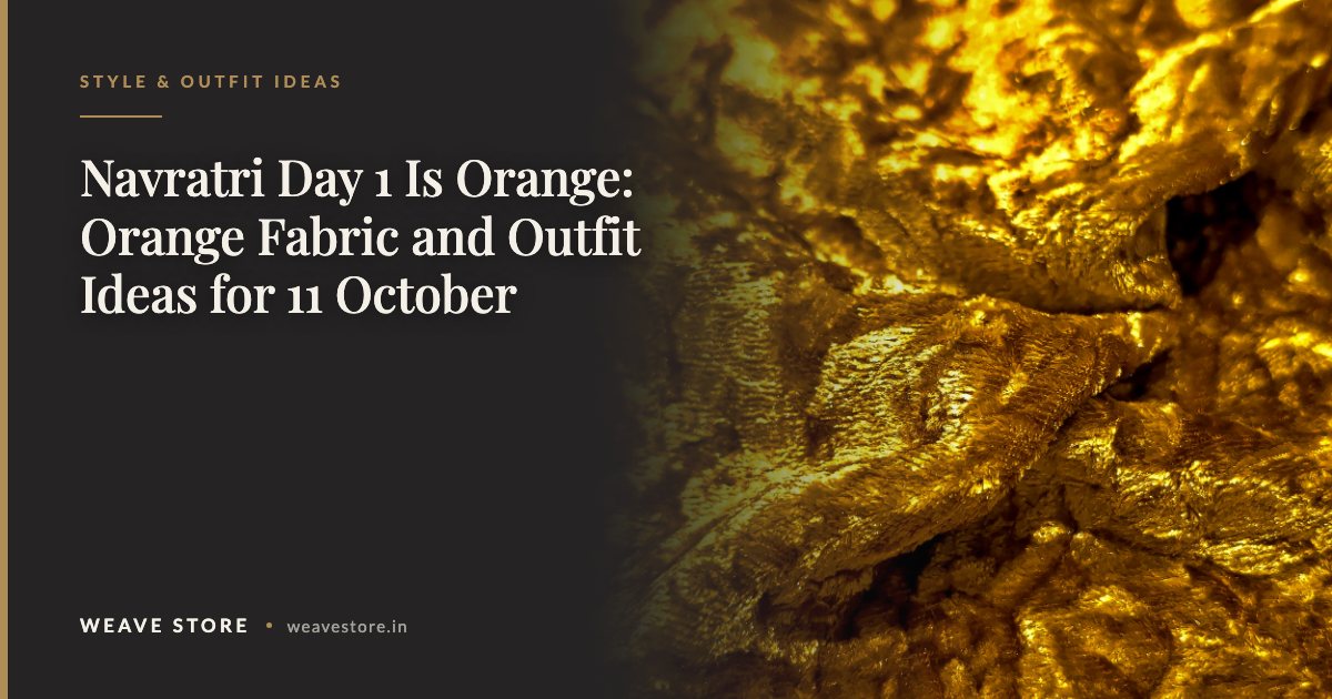 Mustard crush velvet fabric, a warm orange-toned cloth for Navratri day one