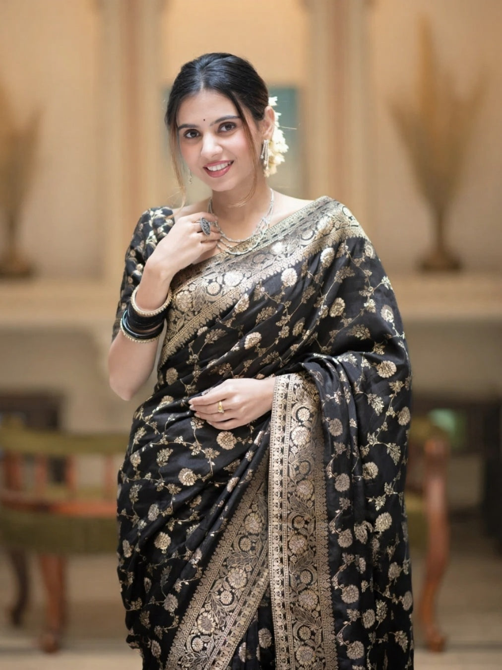 Banarasi Soft Silk Saree with gold zari – Colour 7