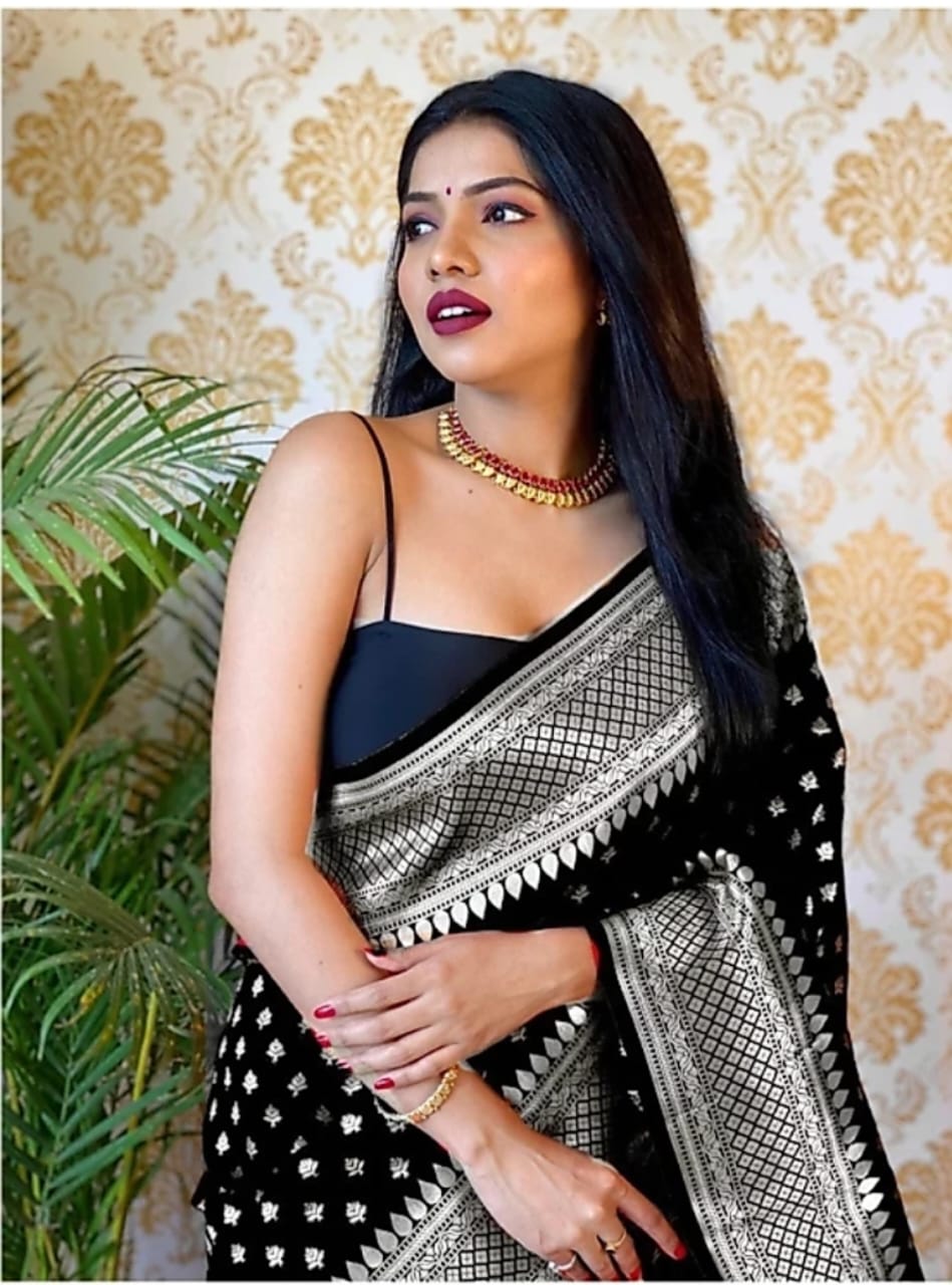 Banarasi Soft Silk Saree – Shade 3, 555GM with Gold Zari
