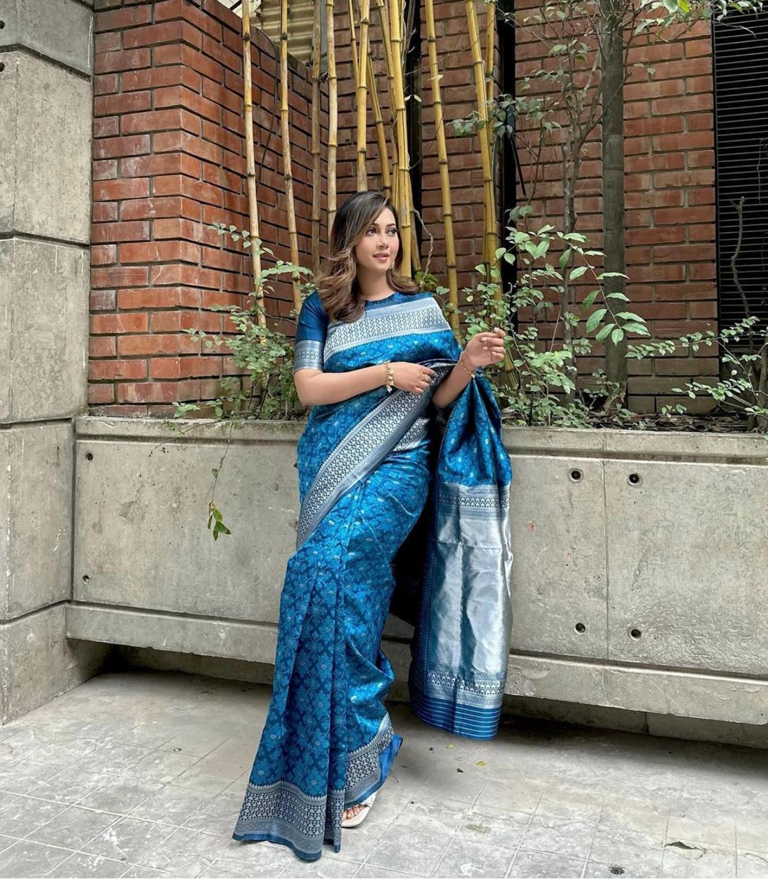 Banarasi Soft Silk Saree | Timeless Classic with Intricate Detailing | Shade 1 | 434GM
