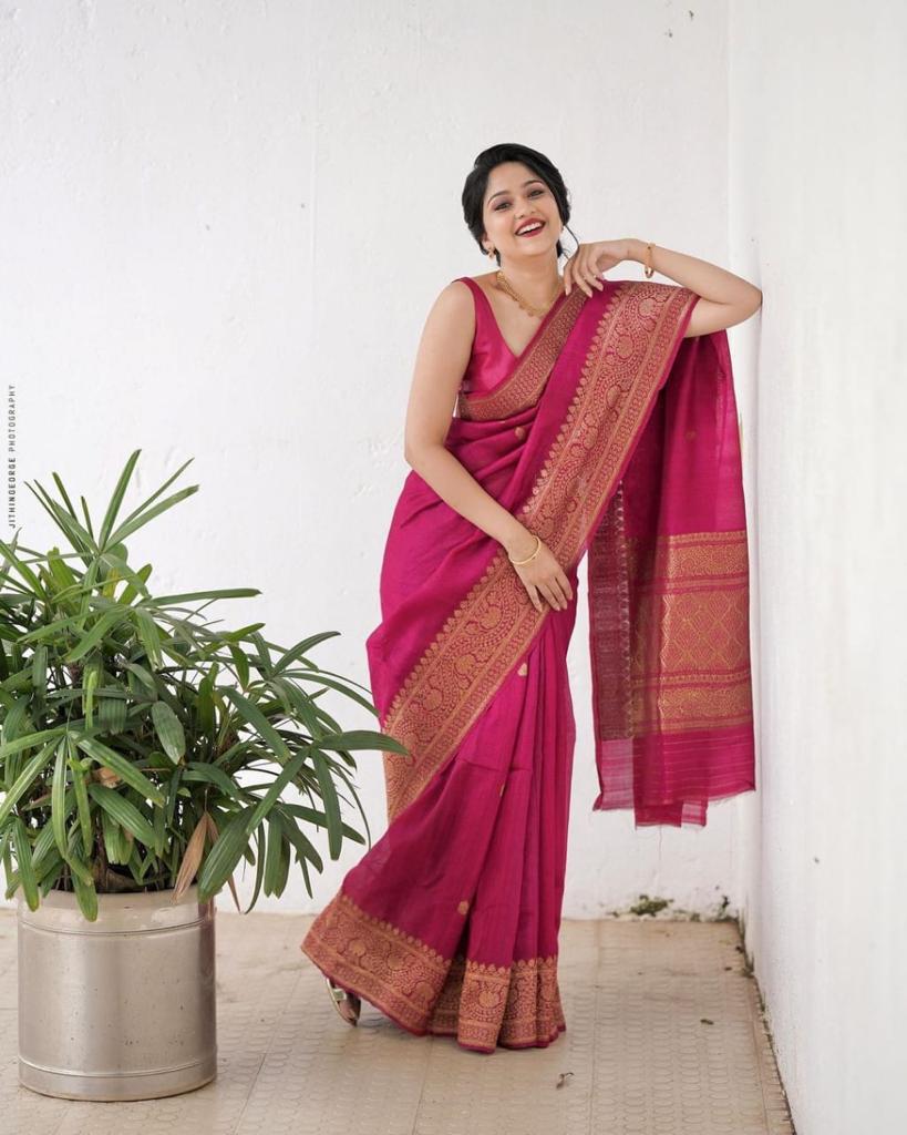 Banarasi Soft Silk Saree with Copper Zari Weaving & Solid Jacquard Design – Shade 1