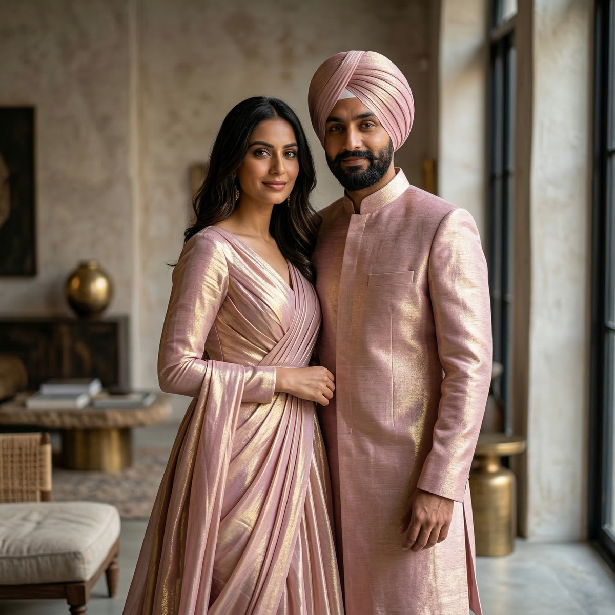 Unstitched Satin Fabric Combo – 5.5m Dress Fabric + 5.5m Sikh Turban Fabric | 11 Meter