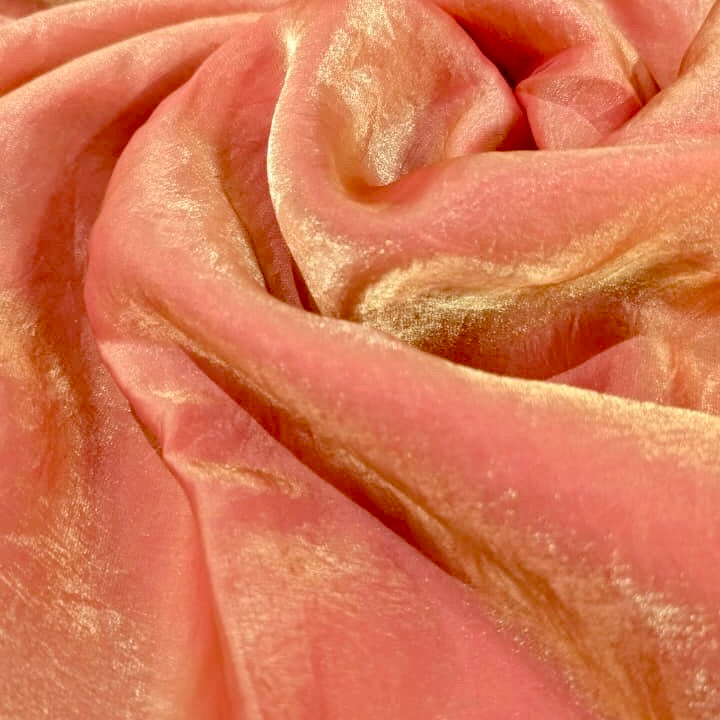 Rosy Peach Fandi Fabric – Soft Lightweight Plain Fabric for Kurti, Gown & Designer Dresses