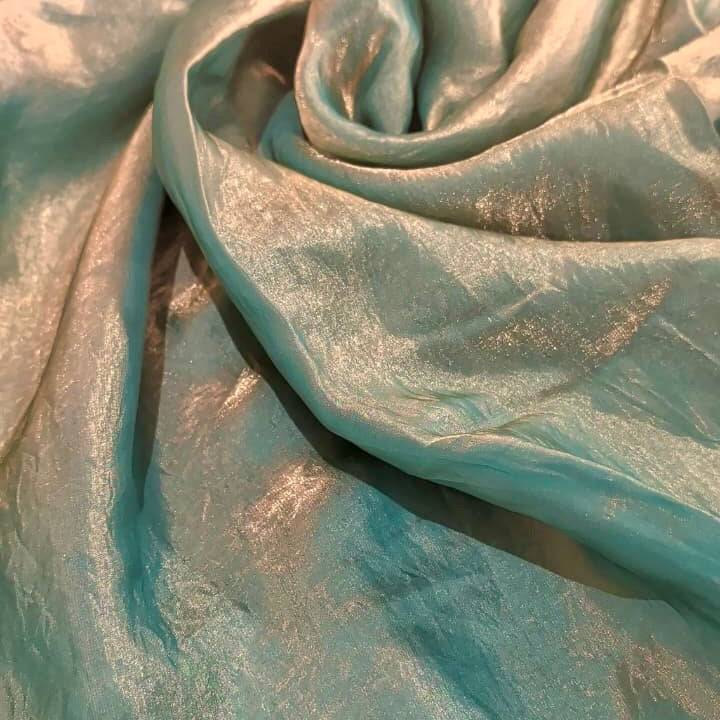Teal Blue Fandi Fabric – Soft Lightweight Plain Fabric for Kurti, Gown & Designer Dresses