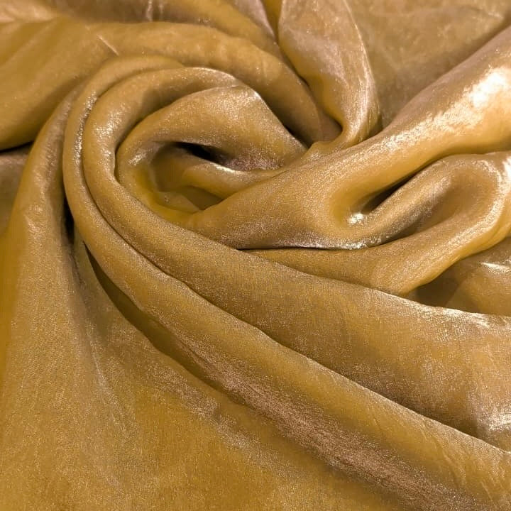 Mustard Yellow Fandi Fabric – Soft Lightweight Plain Fabric for Kurti, Gown & Designer Dresses