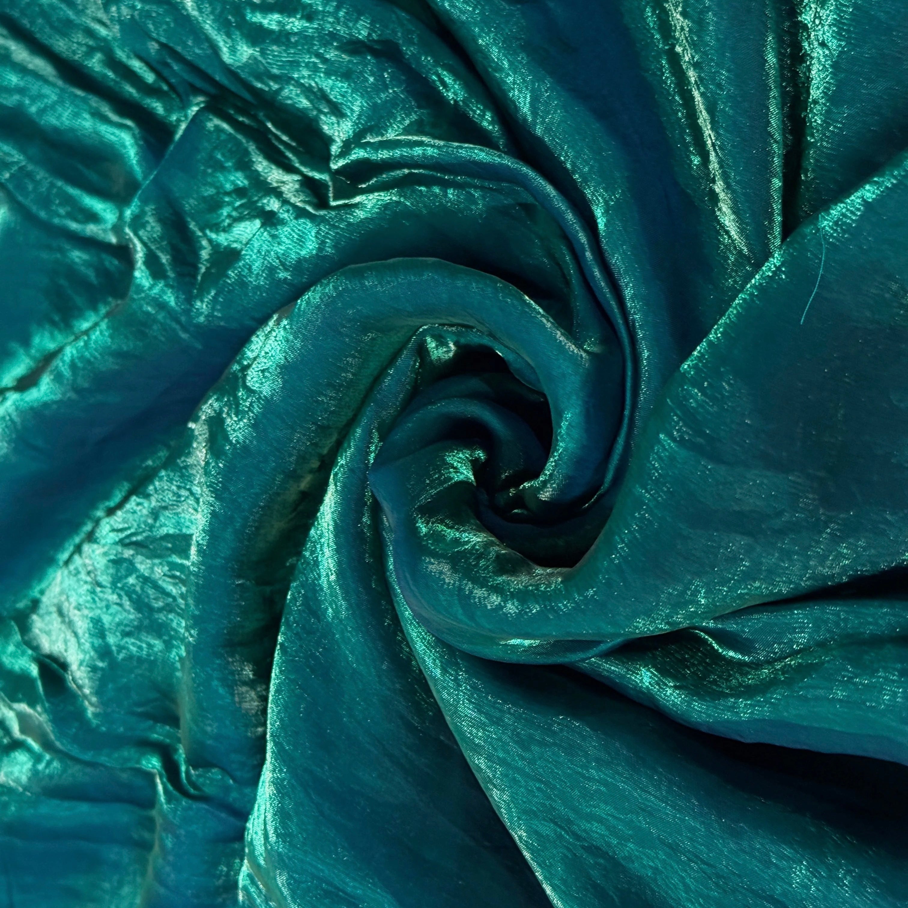 Peacock Teal Blue Fandi Fabric – Soft Lightweight Plain Fabric for Kurti, Gown & Designer Dresses