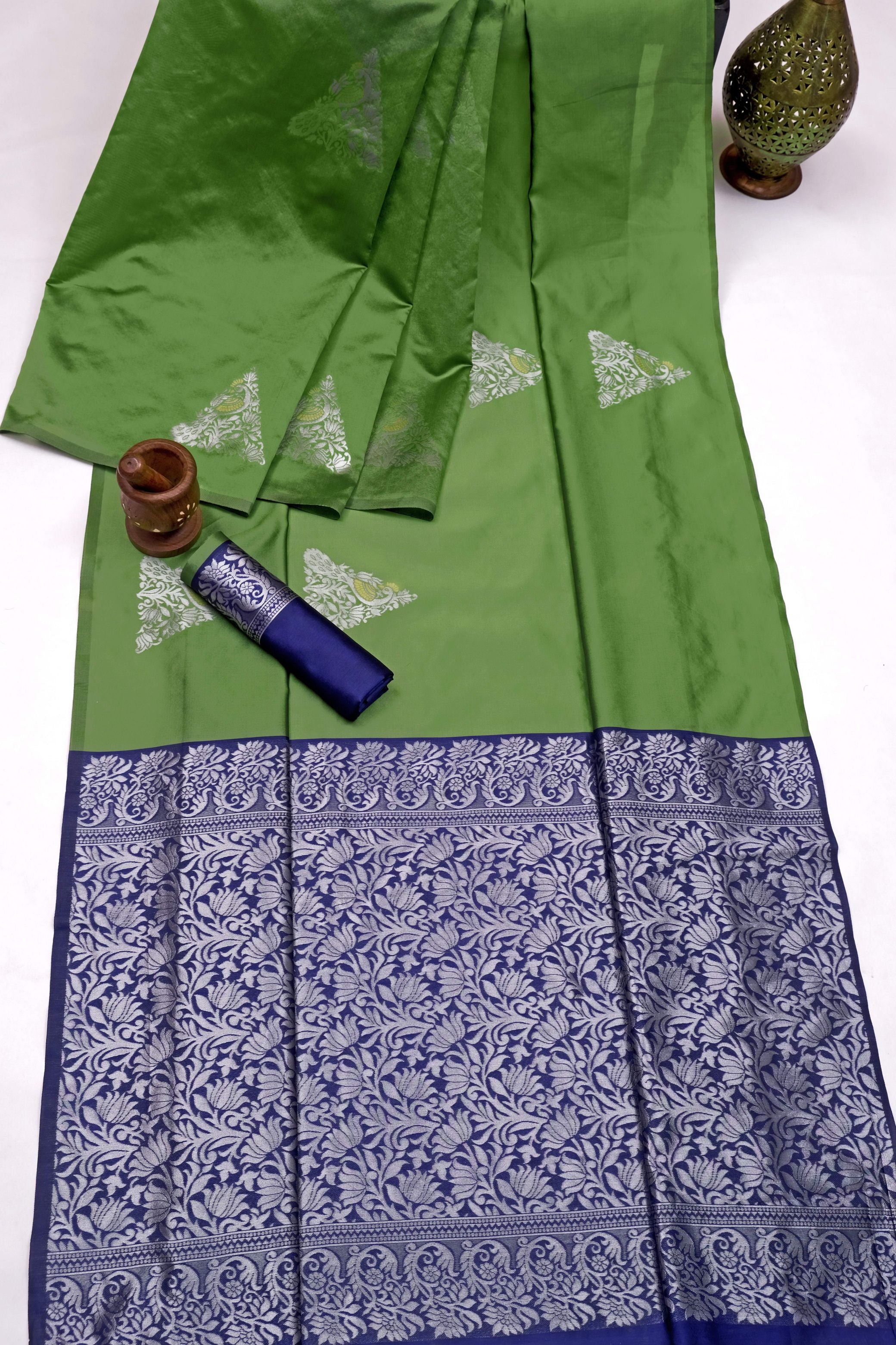 Banarasi Burgundy Silk Saree with Gold Silver Zari Floral Butta and Silver Paisley Pallu