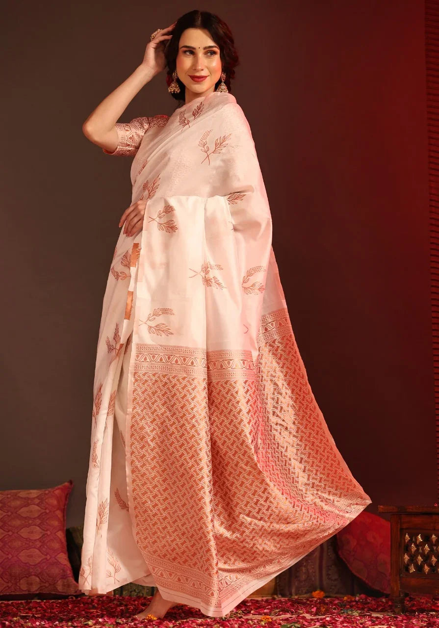 WeaveSaree Banarasi Soft Silk Saree with Copper Zari Weaving – 5.5 Meters