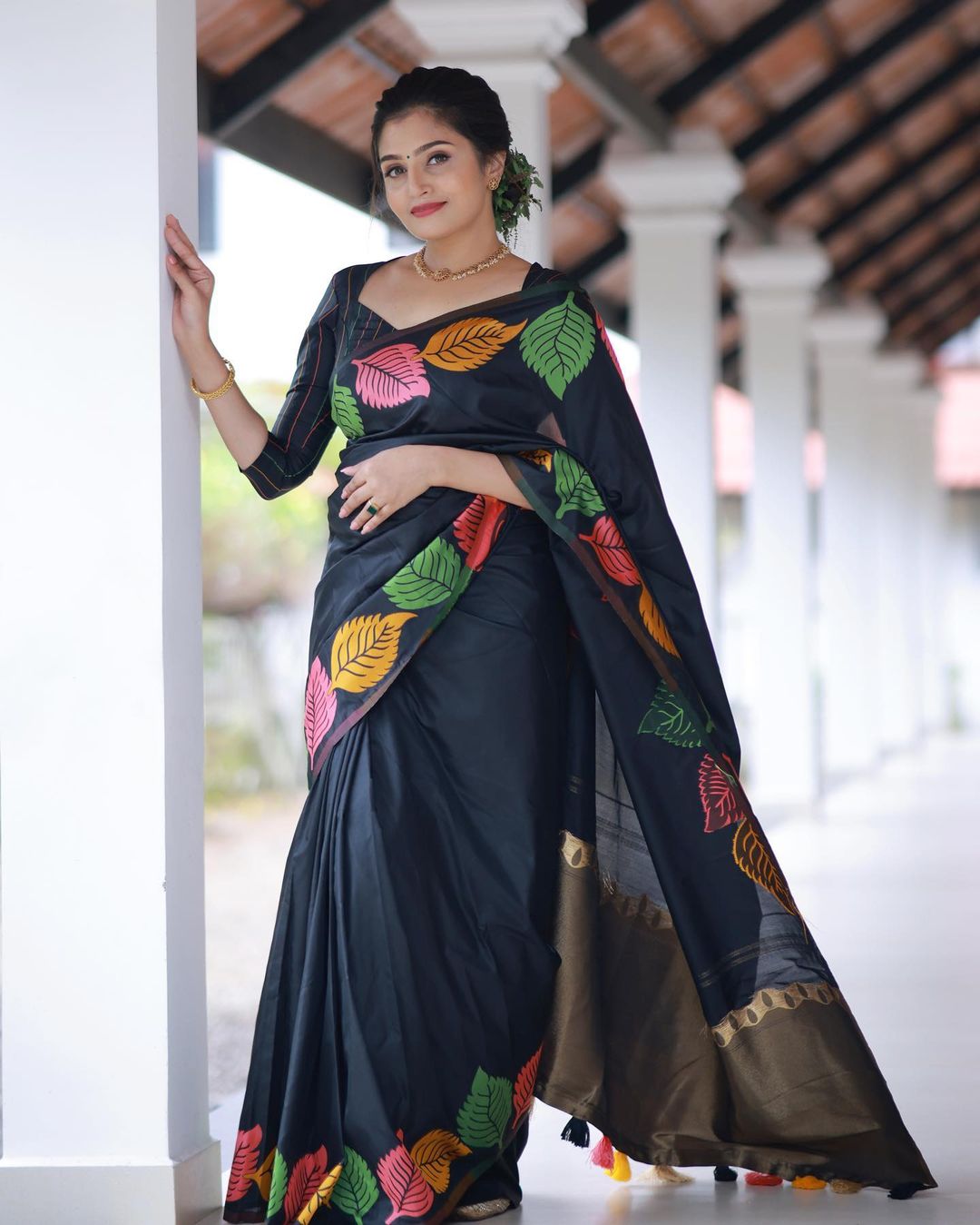 Regal Radiance Banarasi Soft Silk Saree with Copper & Gold Zari