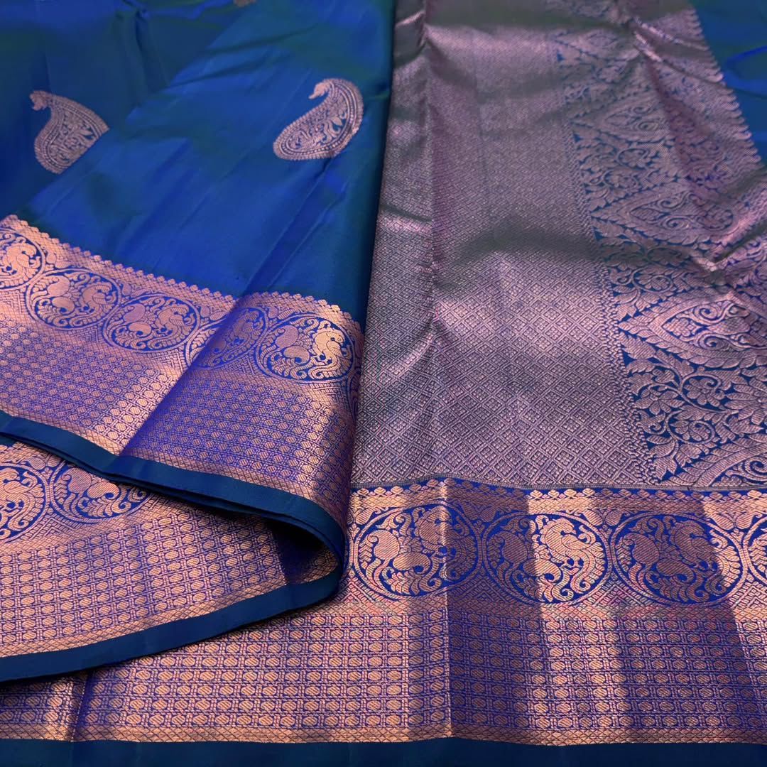 Eternal Grace Banarasi Soft Silk Saree with Copper Zari Weaving – Colour 2