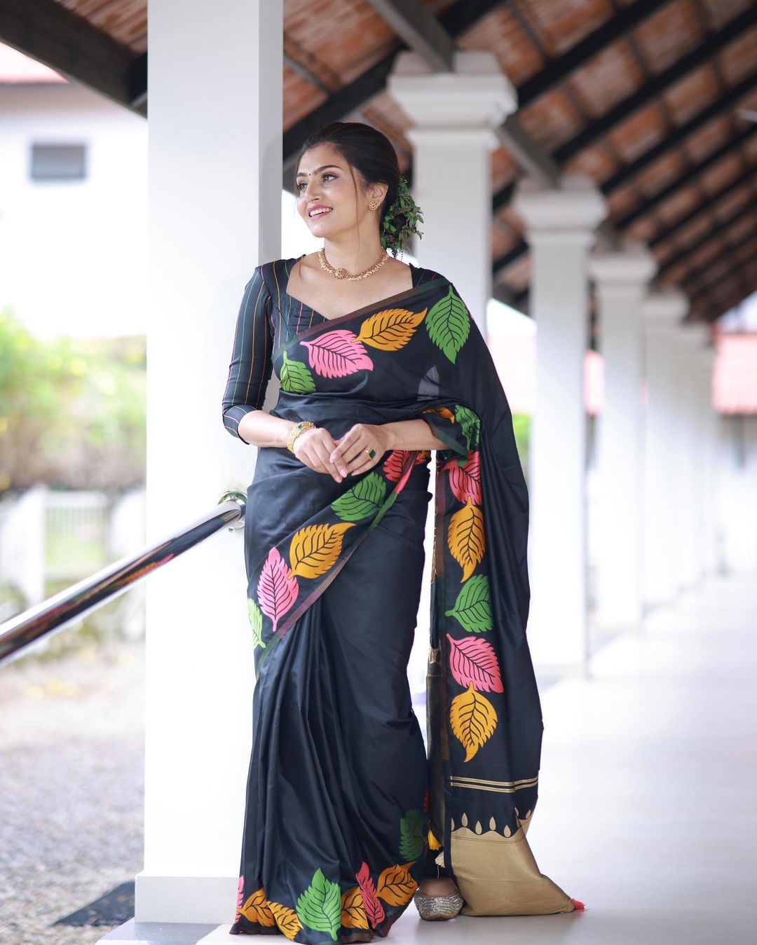 Regal Radiance Banarasi Soft Silk Saree with Copper & Gold Zari