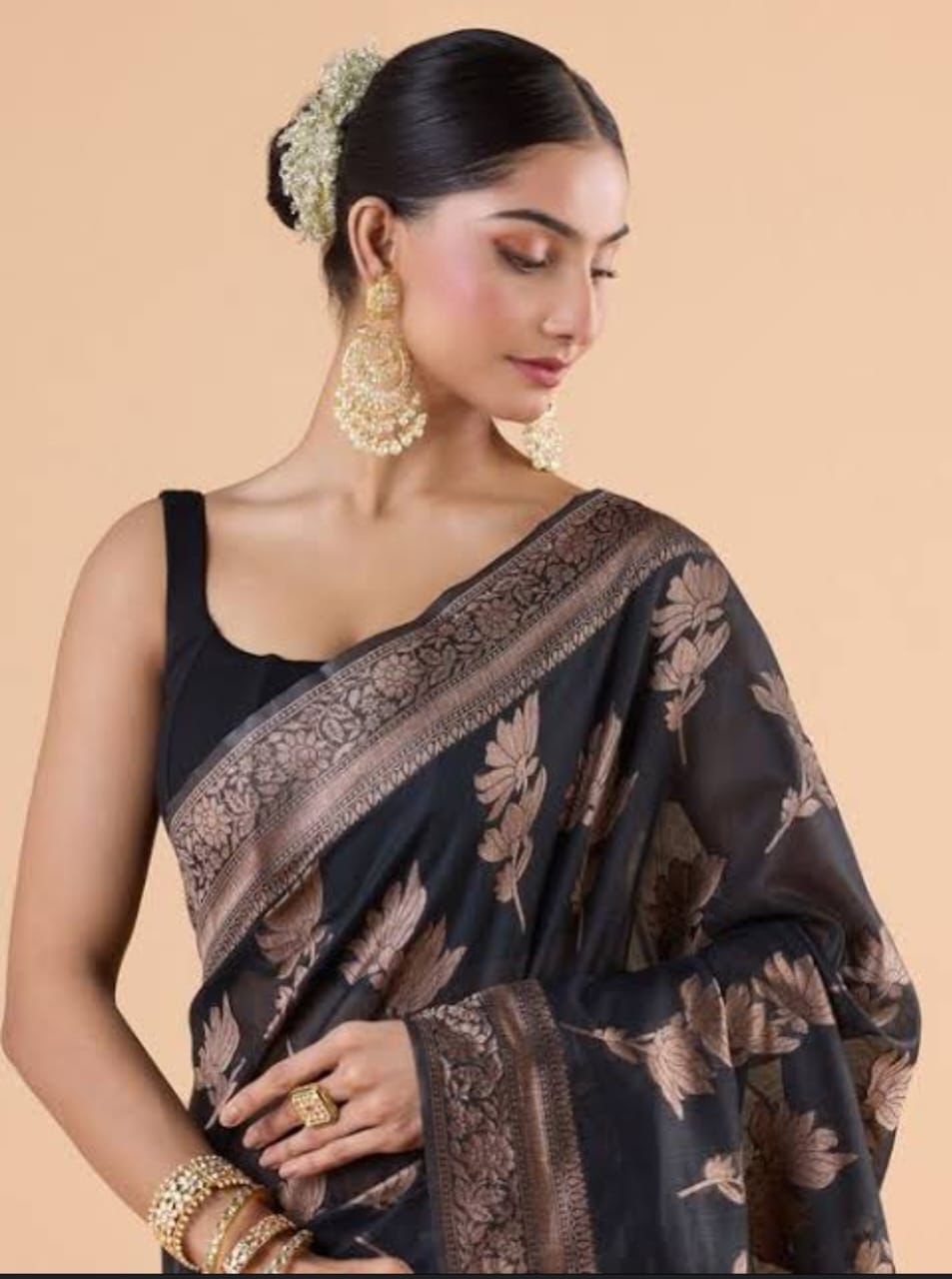 Regal Essence Banarasi Soft Silk Saree with Copper Zari