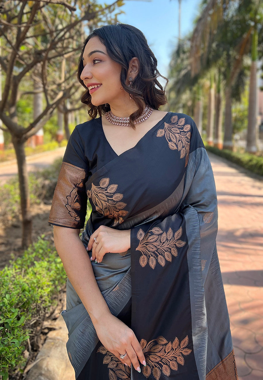 Majestic Charm Banarasi Soft Silk Saree Gold Zari