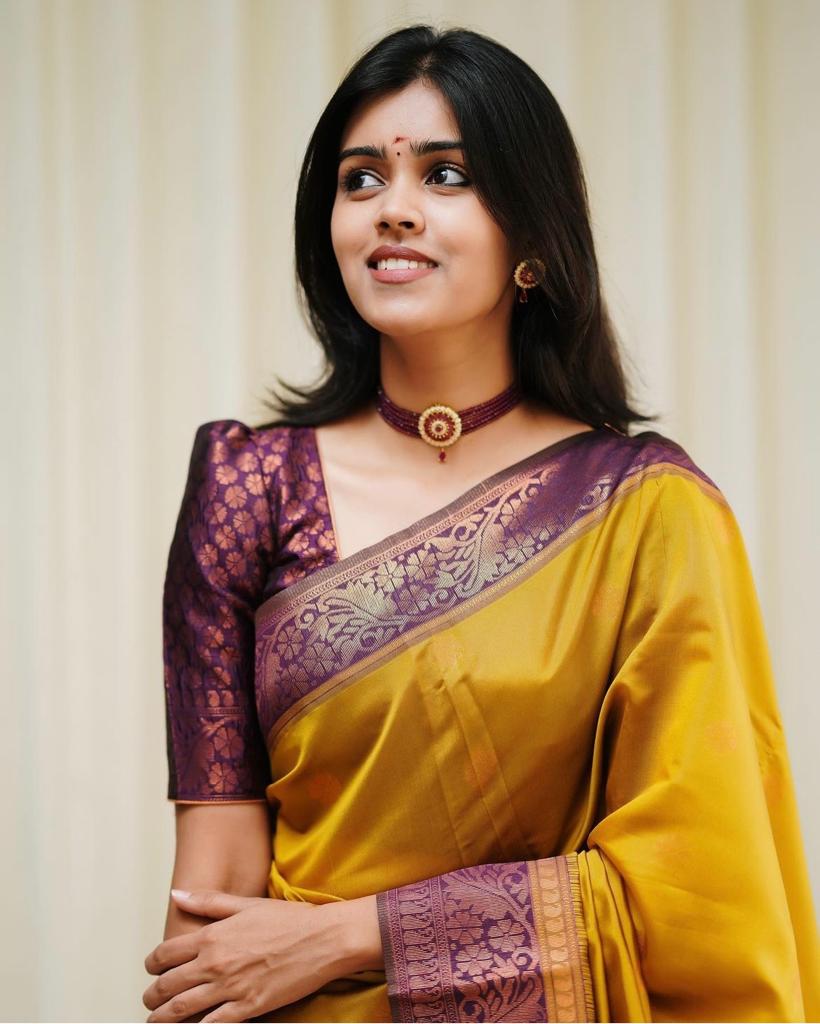 Elegant Banarasi Soft Silk Saree with Copper Zari Pallu