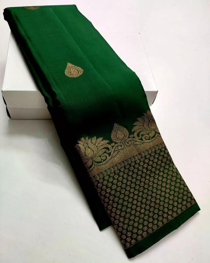 Banarasi Soft Silk Saree – Shade 1, 430GM with Gold Zari & Brocade Work