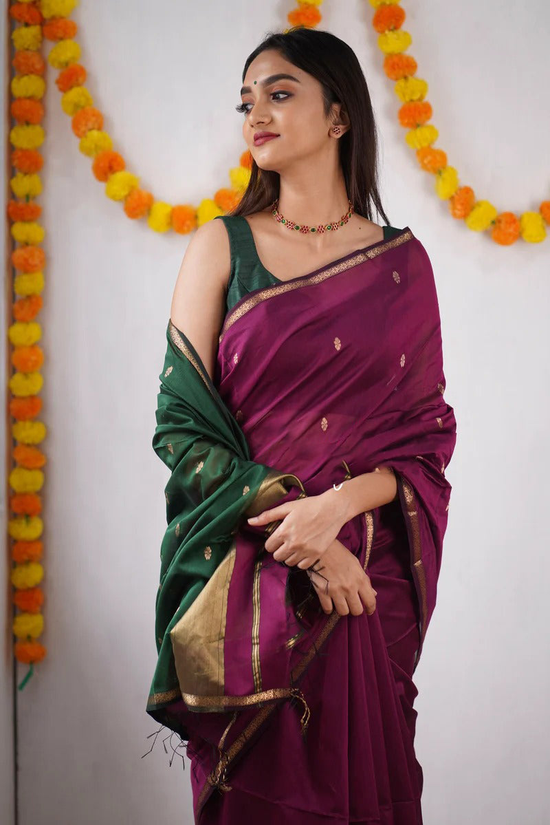 Banarasi Soft Silk Saree | Gold Zari Brocade | Shade 9 | 405GM
