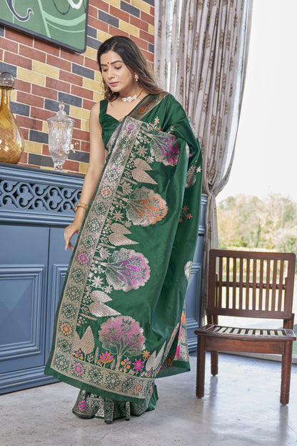 Majestic Aura Banarasi Soft Silk Saree with Gold Zari