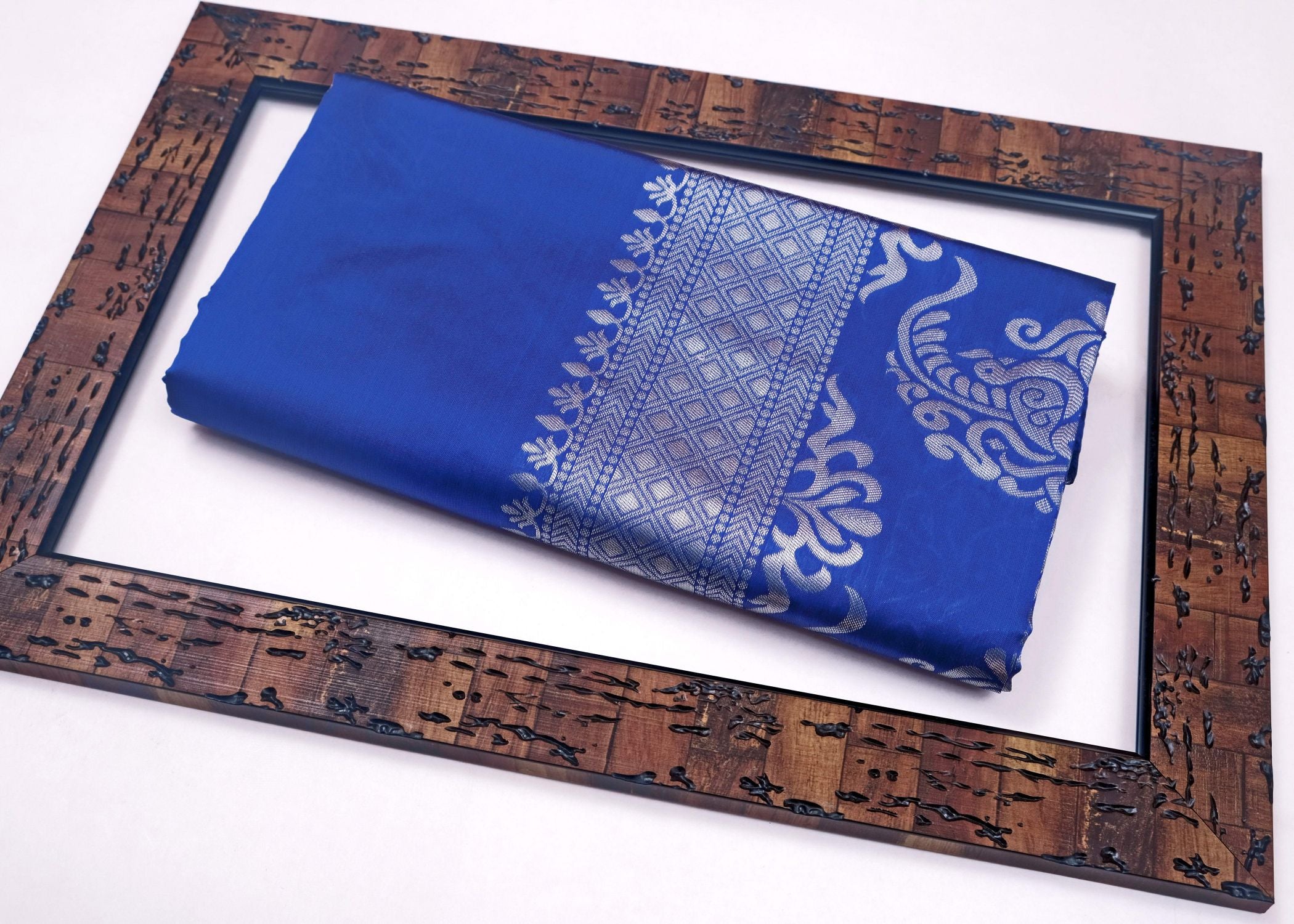Banarasi Burgundy Silk Saree with Gold Silver Zari Floral Butta and Silver Paisley Pallu by DCPL