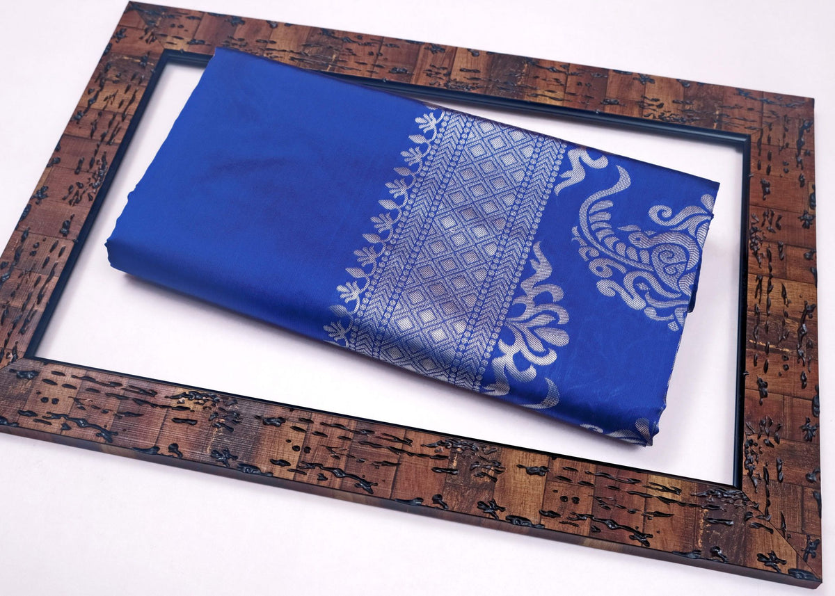 Banarasi Burgundy Silk Saree with Gold Silver Zari Floral Butta and Silver Paisley Pallu by DCPL