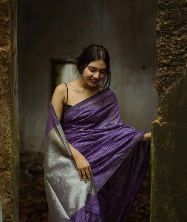 Banarasi Soft Silk Saree – Silver Zari, Colour 2, 422gm