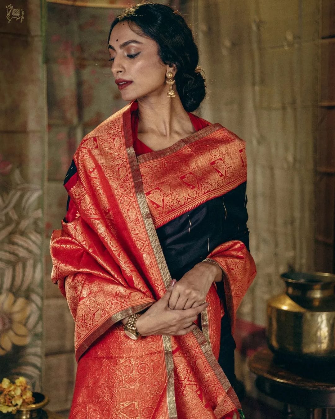 Festive Banarasi silk saree with elegant pallu and borders