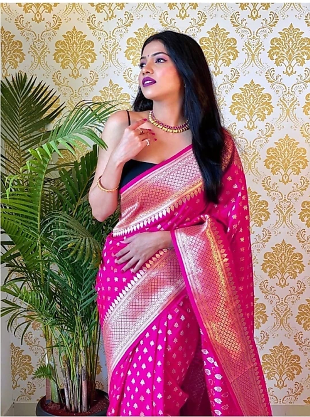 Banarasi Soft Silk Saree with Gold Zari – Shade 3 (555GM)