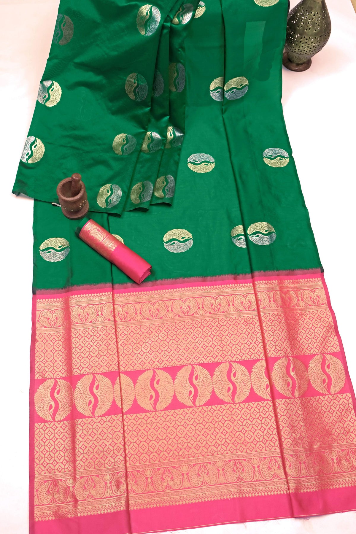 Banarasi Burgundy Silk Saree with Gold Silver Zari Butta and Paisley Pallu