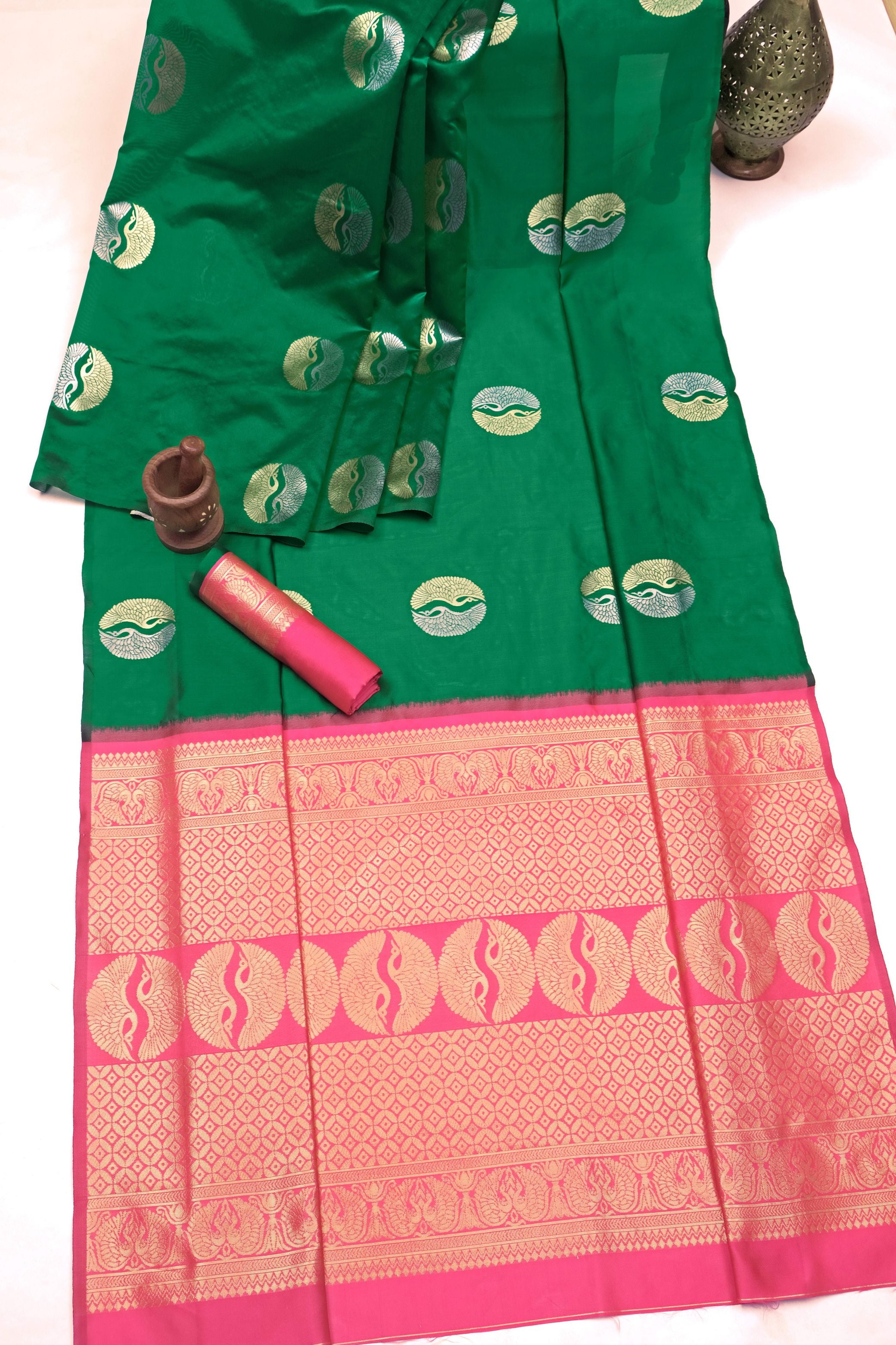 Banarasi Burgundy Silk Saree with Gold Silver Zari Butta and Paisley Pallu