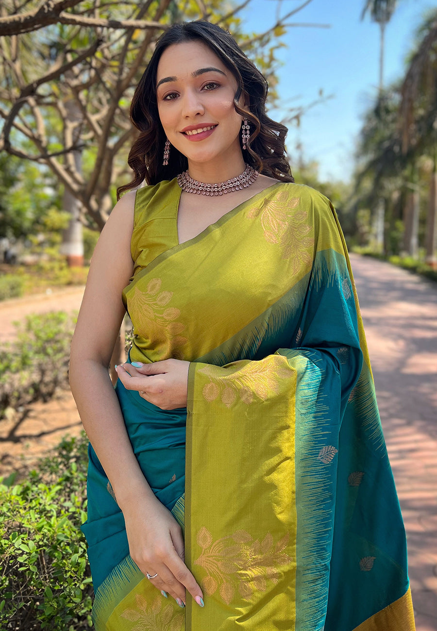 Majestic Charm Banarasi Soft Silk Saree Gold Zari