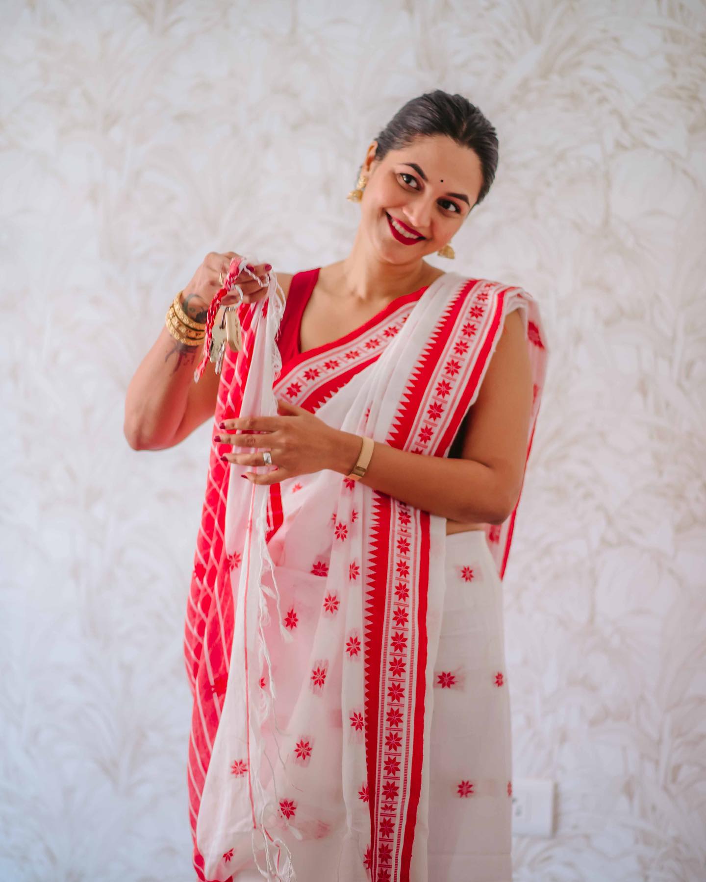 Soft Linen Cotton Silk Saree – Jaquard Border, 509gm