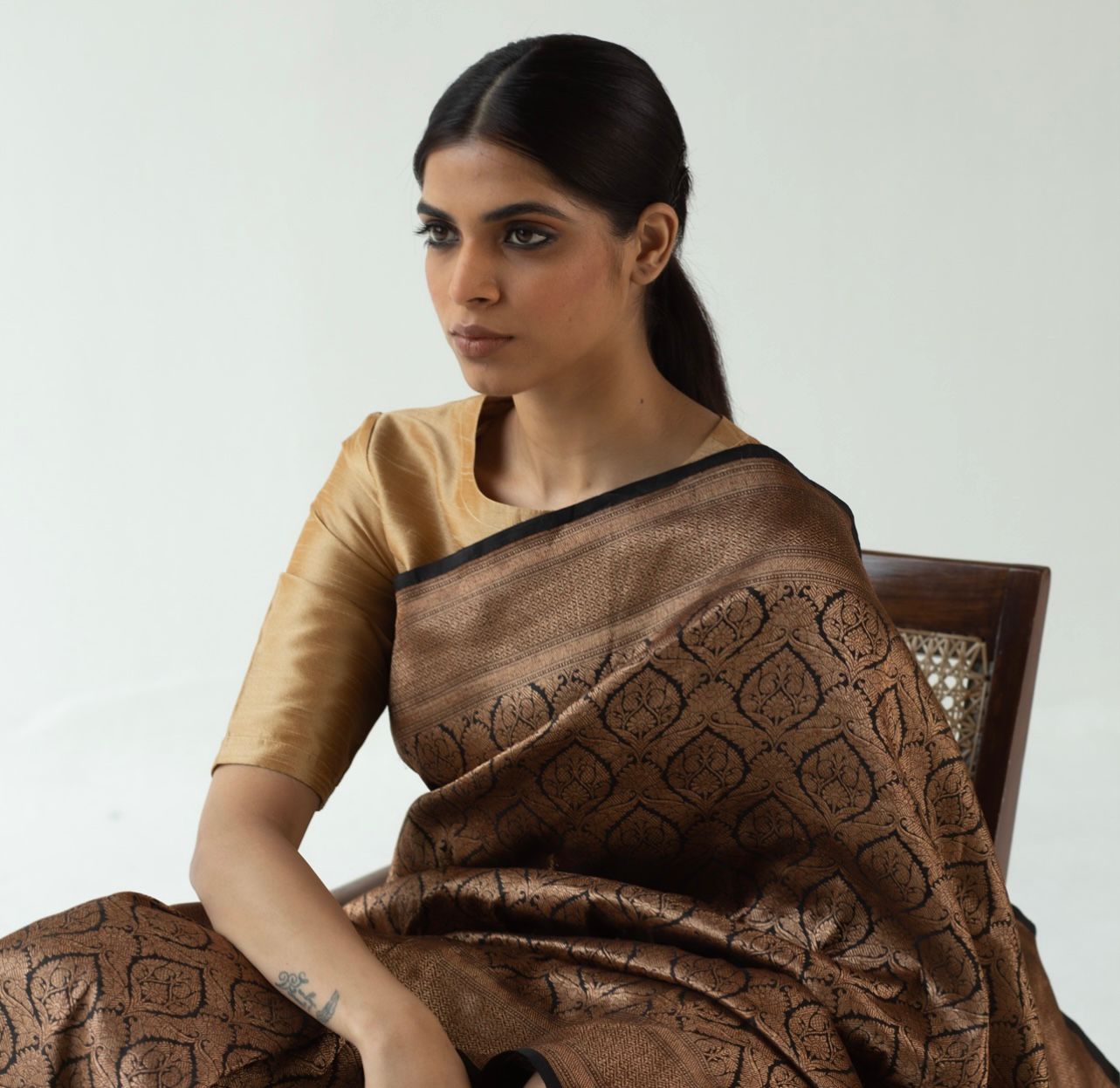 Copper Charm Banarasi Soft Silk Saree