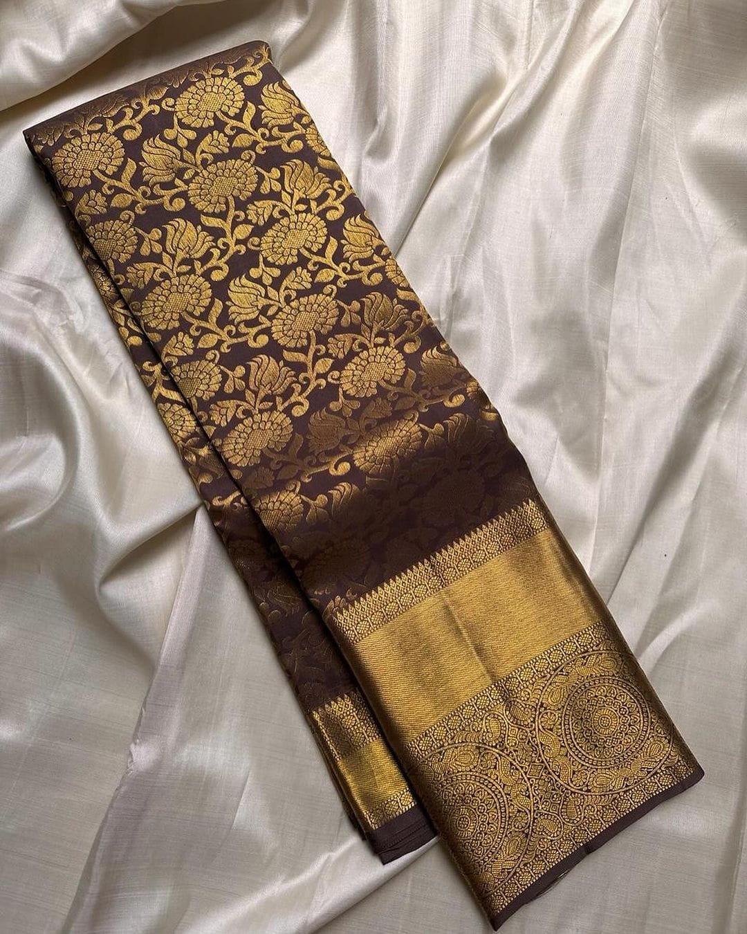 Majestic Aura Banarasi Soft Silk Saree with Gold Zari Work