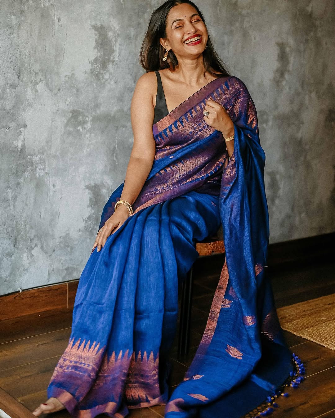 Copper Charm Banarasi Soft Silk Saree by Weave Store