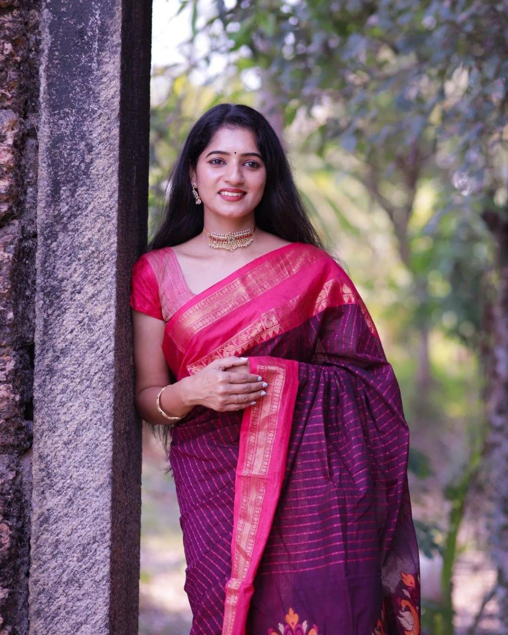 Majestic Glow Banarasi Soft Silk Saree with Gold Zari