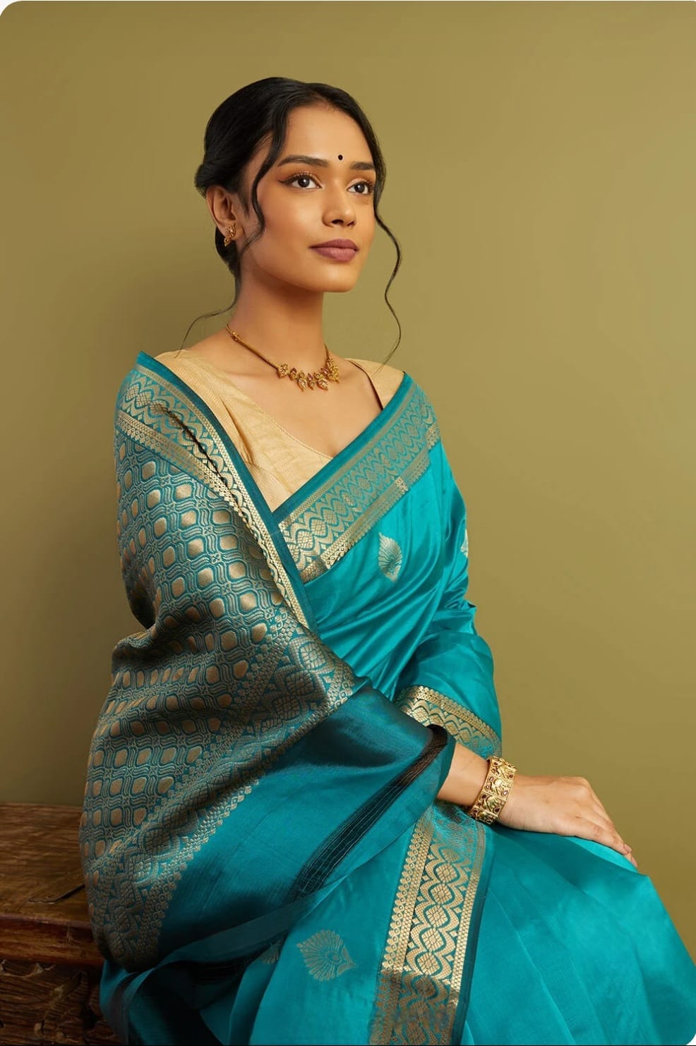 Banarasi silk saree with gold & silver zari