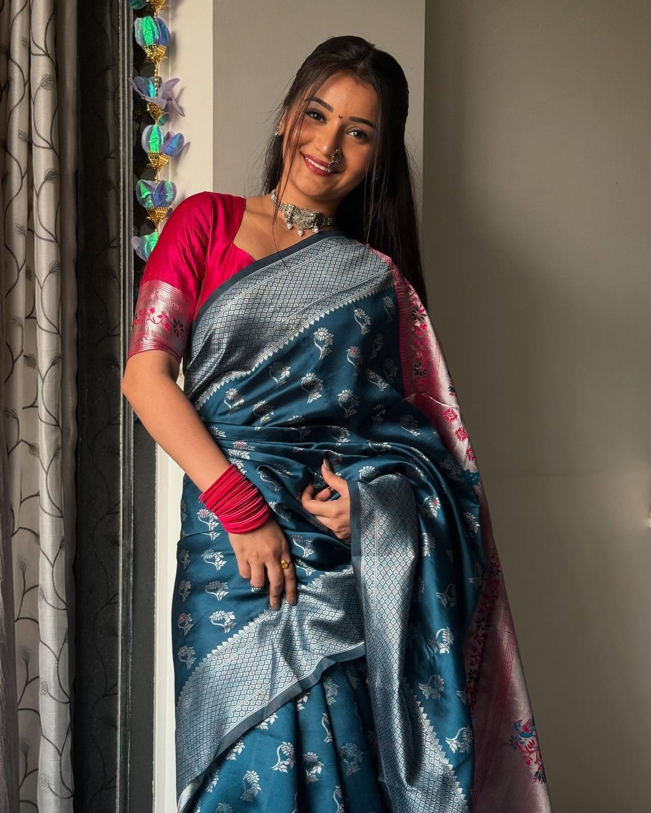 Silver Symphony Banarasi Soft Silk Saree by Weave Store
