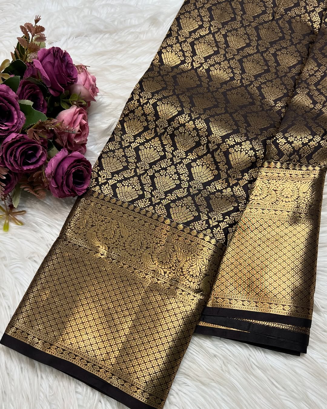 Banarasi Soft Silk Saree Colour 1 with Gold Zari Work by DCPL