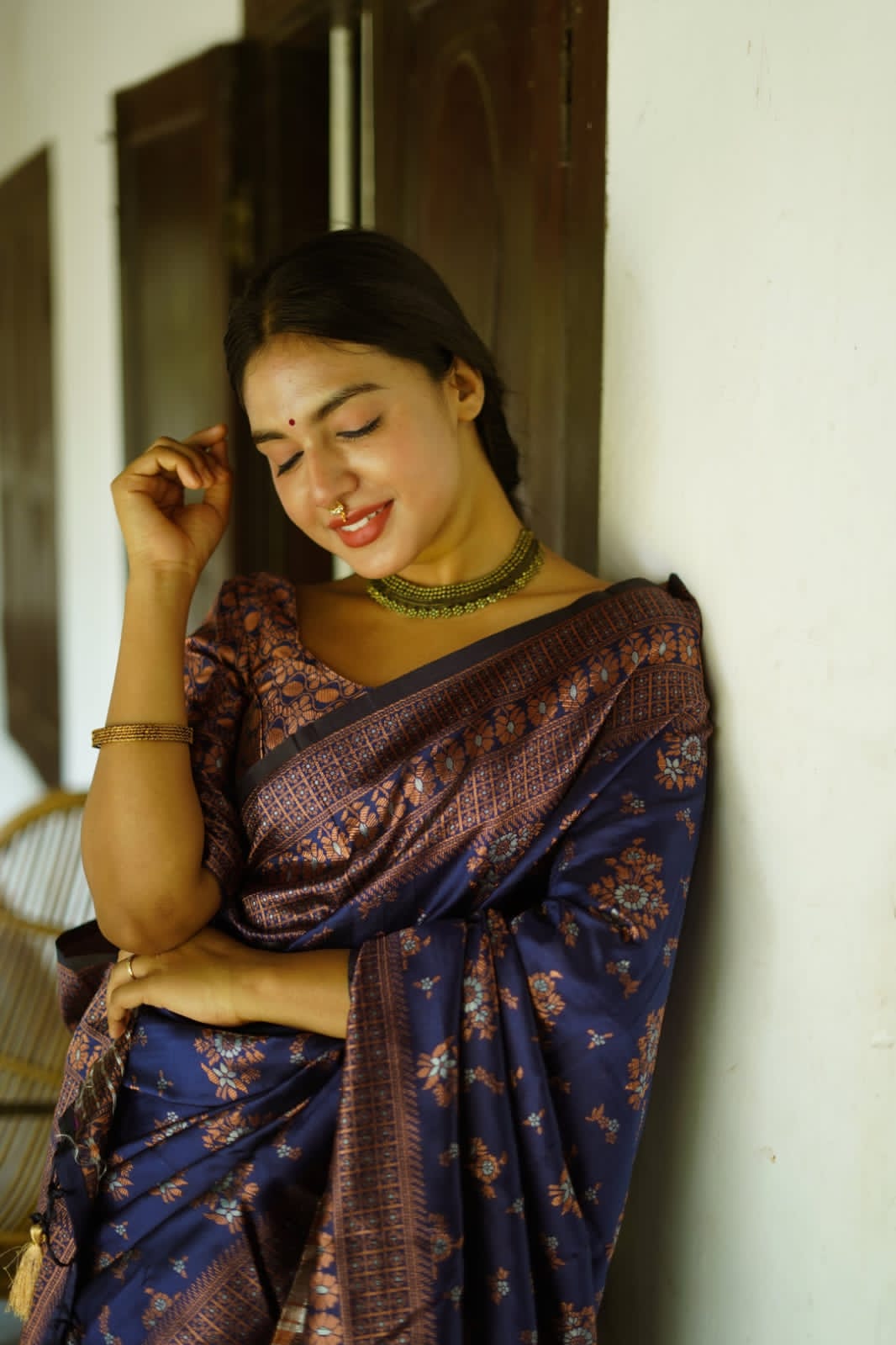 Majestic Glory Banarasi silk saree with gold and copper zari