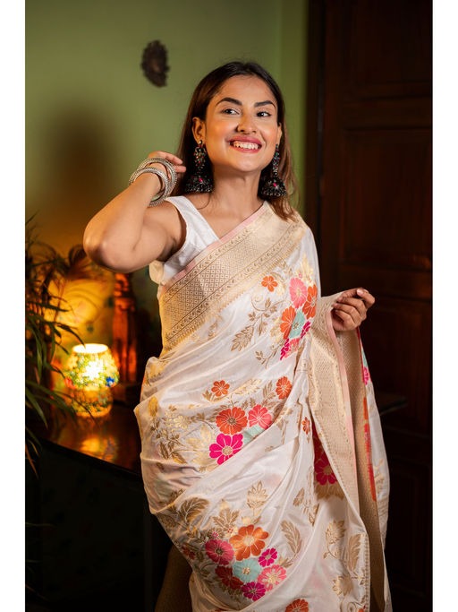Banarasi Soft Silk Saree with Gold Zari Weaving