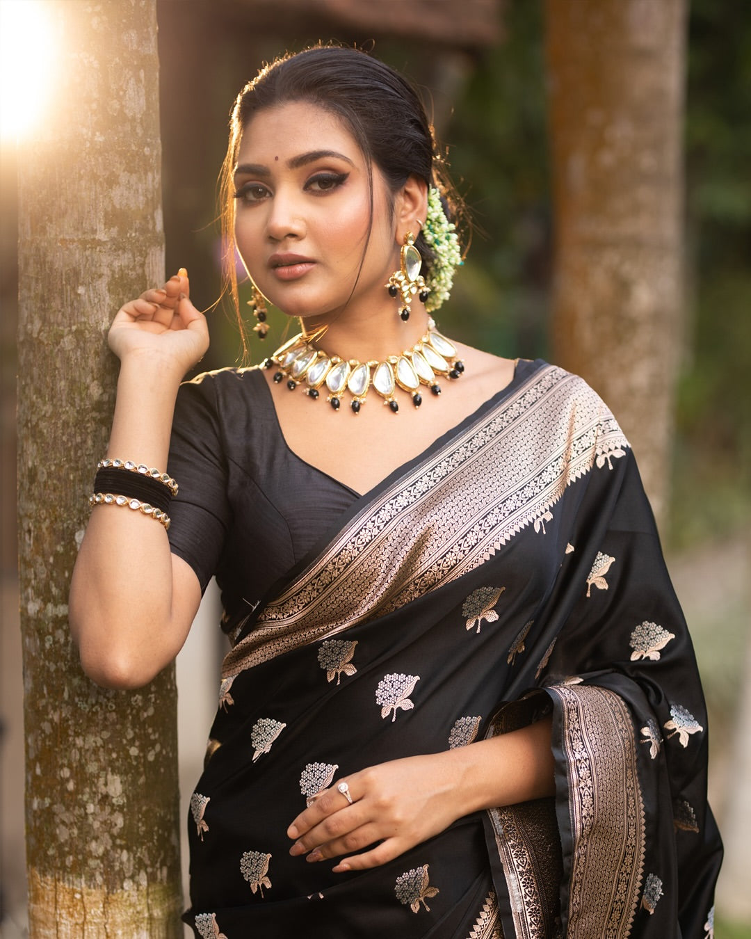 Majestic Charm Banarasi Soft Silk Saree Gold Zari