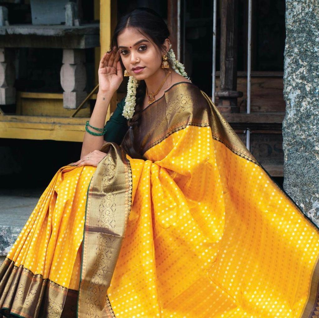 Fuchsia Banarasi Katan Silk Saree with Copper Zari