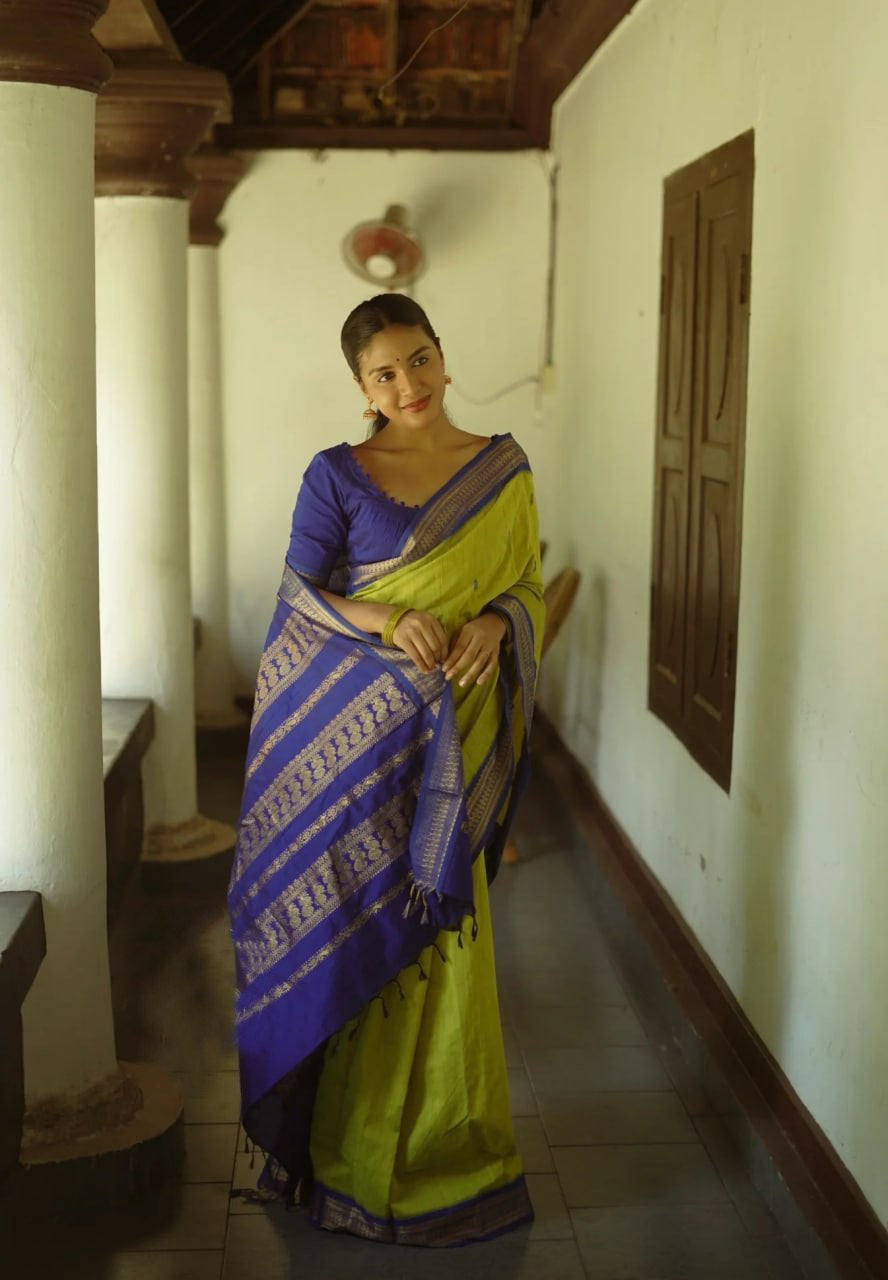 Ethereal Majesty Banarasi Soft Silk Saree Gold Zari