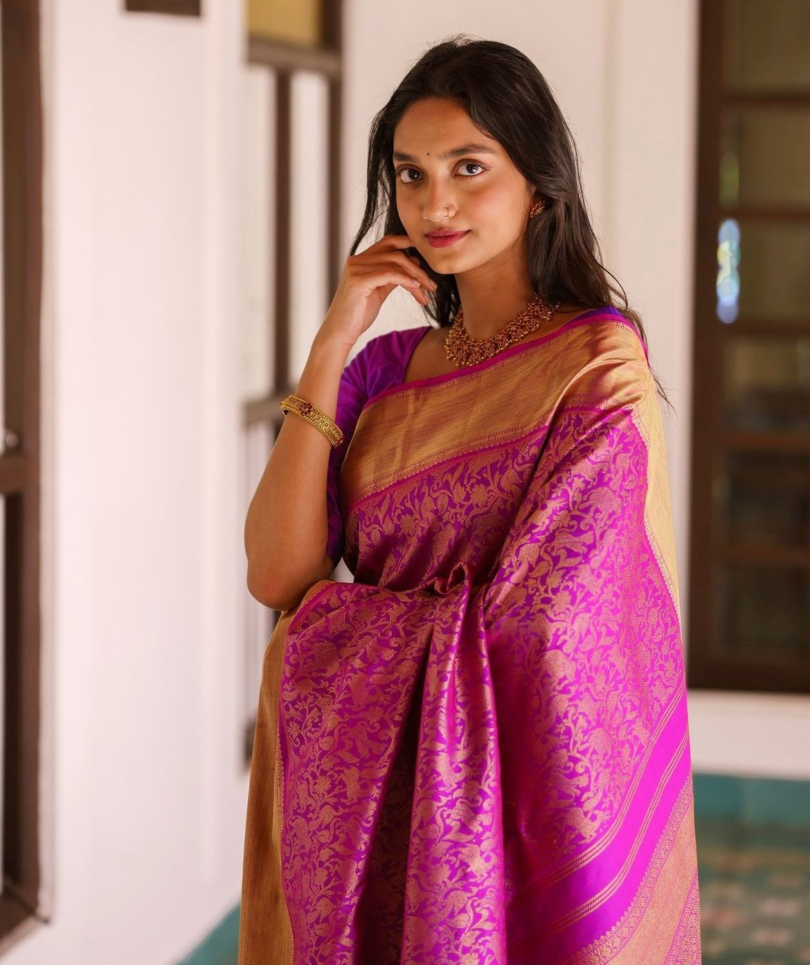 Weave Banarasi saree with gold zari