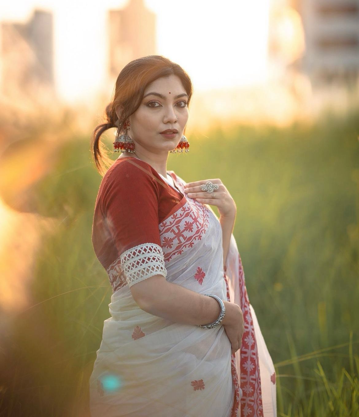 Soft Linen Cotton Silk Saree – Shade 1, 509GM