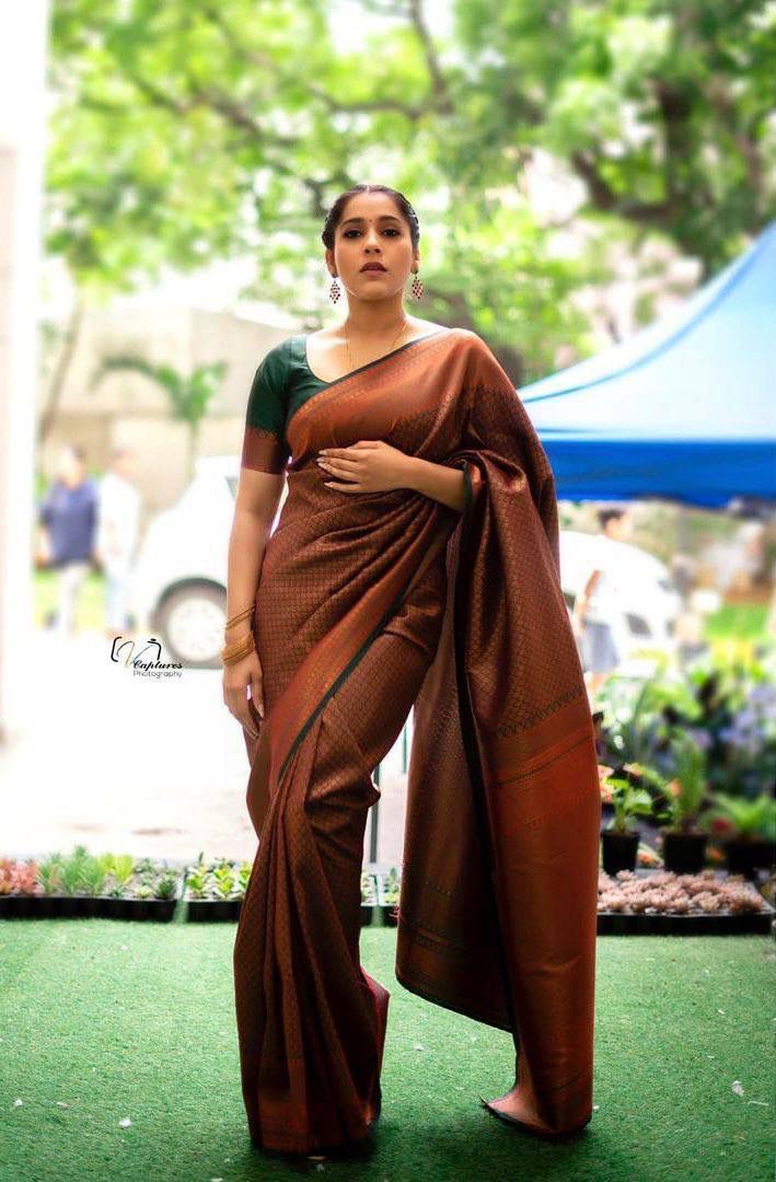Banarasi Soft Silk Saree – Shade 1, 560GM with Copper Zari Weaving