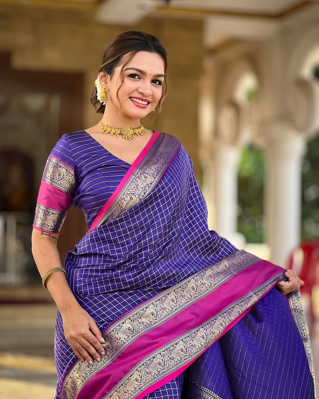Ethereal Grace Banarasi Soft Silk Saree Colour 1